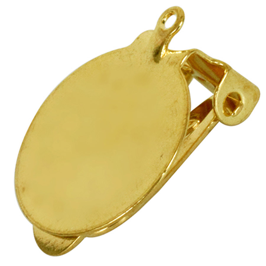 Orecchino Con Base Piatta A Clip 17 Mm Dorato