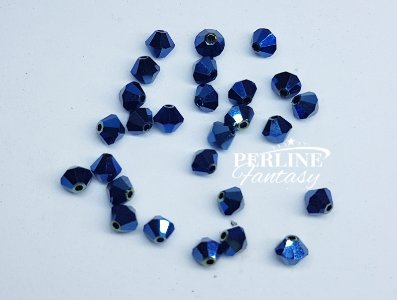Biconi Swarovski 4 mm Metallic Blue x 2