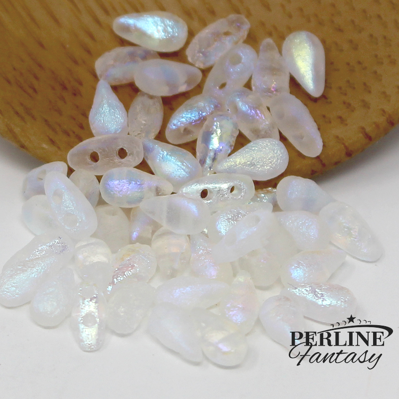 Perline DropDuo Etched Crystal Full AB