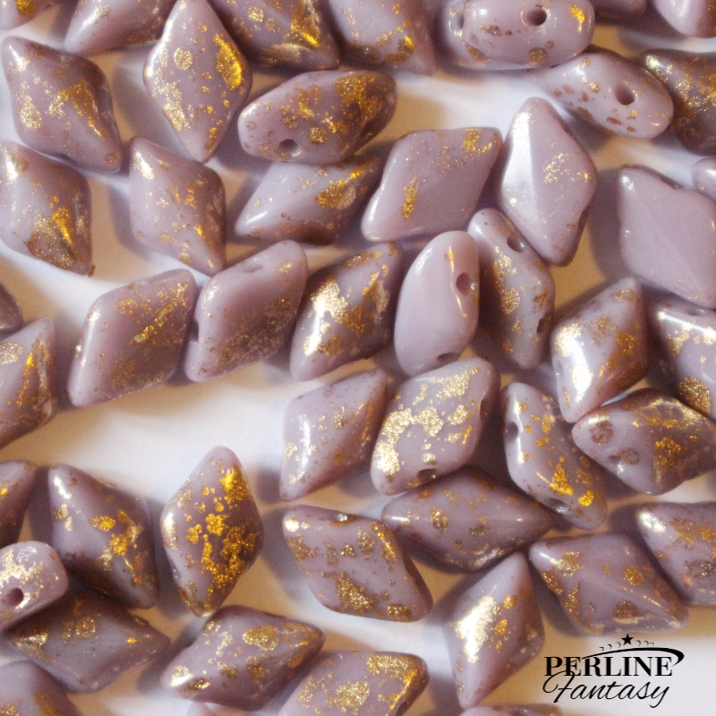 Perline GemDuo Gold Splash Opaque Amethyst