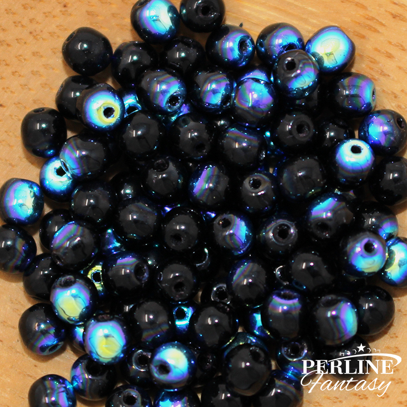 Perle Tonde Vetro di Boemia 4 Mm Jet Full AB