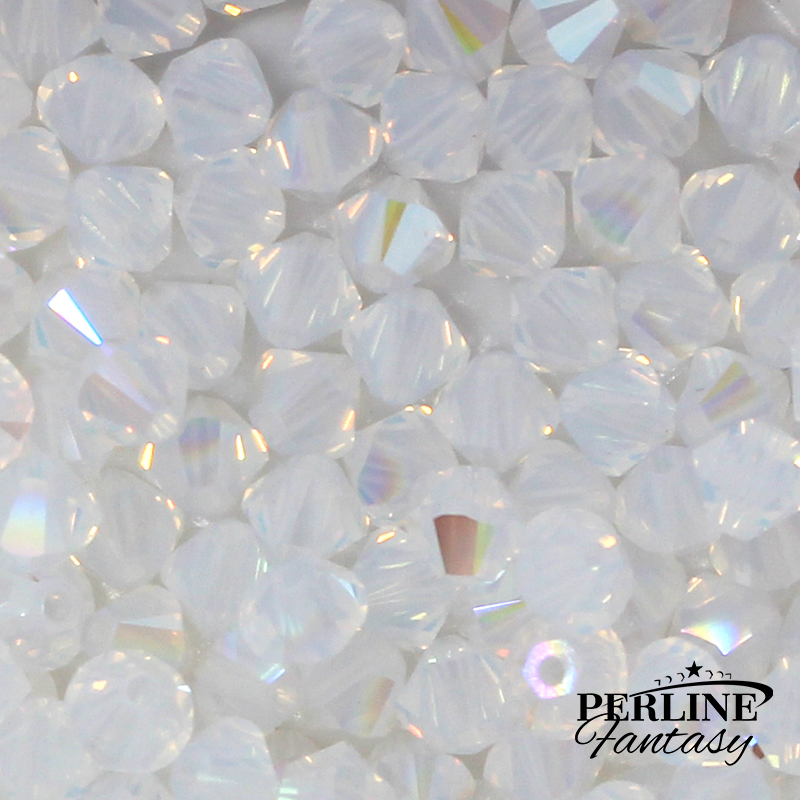 Bicono Swarovski 6 mm White Opal Shimmer