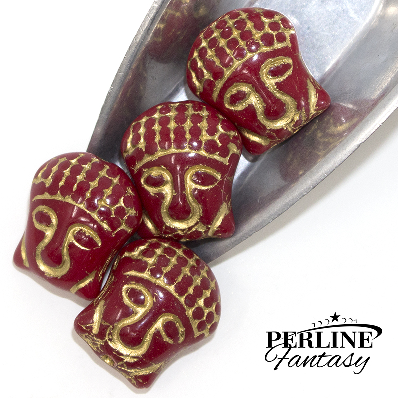 Buddha Head Red Gold 15 x 14 Mm