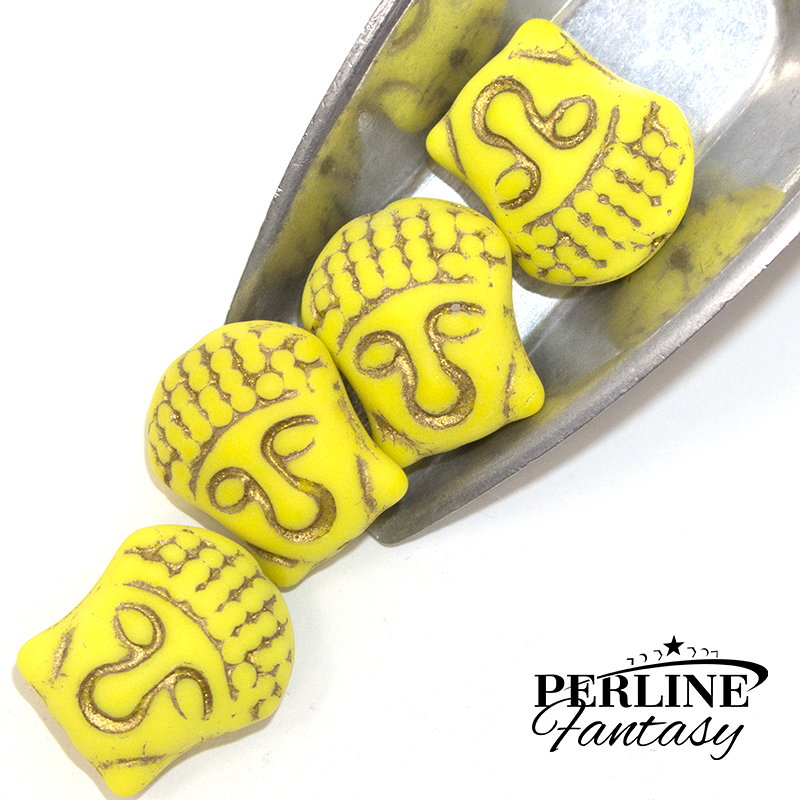 Buddha Head Yellow Gold Matte 15 x 14 Mm 