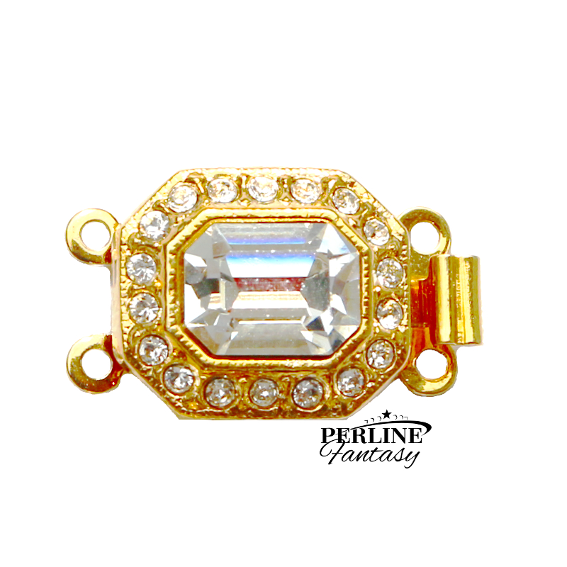 Chiusura Cassetta Placcato Oro 23 Kt e Cristalli Swarovski