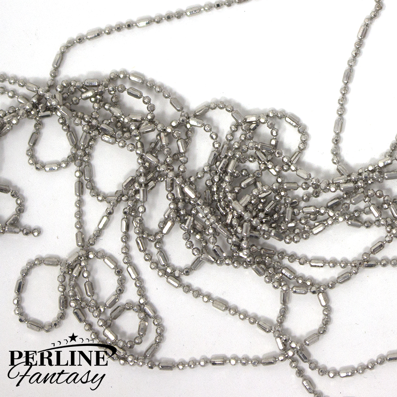 Catenina Ottone Con Pallini e Tubetti 1 Mm Argentato Rodiato