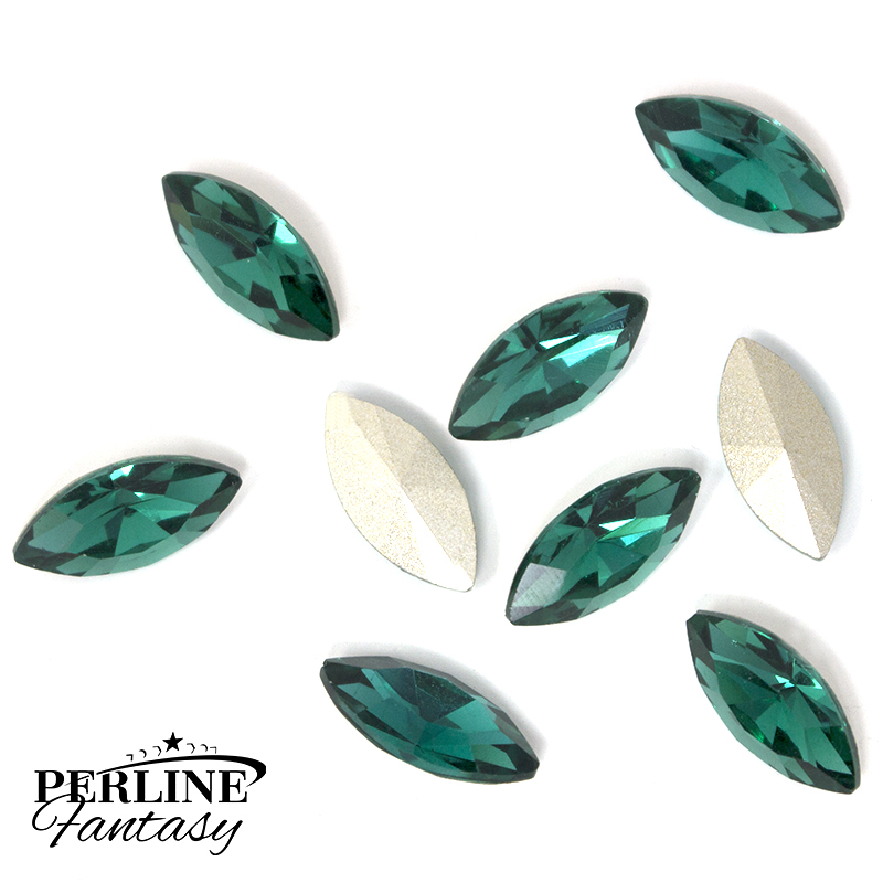 Cristallo Navetta Vetro 15 x 7 Mm - Emerald