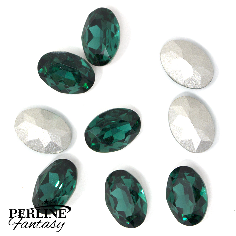 Cristallo Ovale Vetro 14 x 10 Mm - Emerald