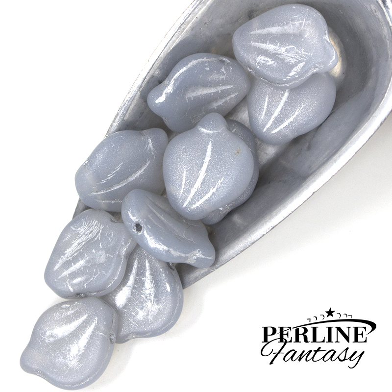 Peony Petal Alabaster Silver Matte 12 x 15 Mm
