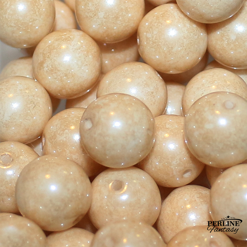 Perle Tonde Vetro di Boemia 12 Mm Chalk White Champagne Luster 
