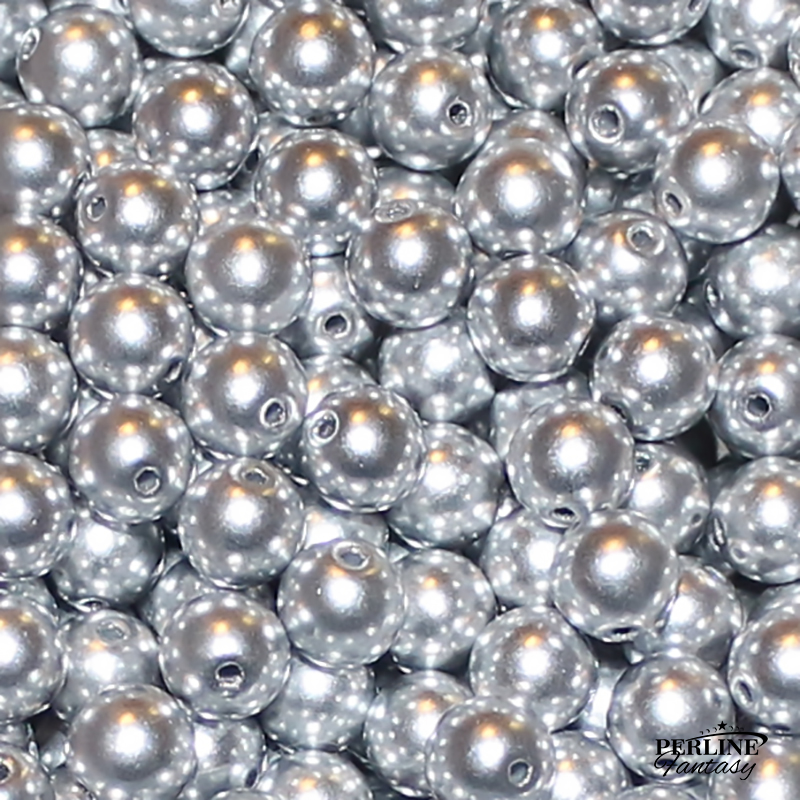 Perle Tonde Vetro Di Boemia 6 Mm Silver Al. Mat Perle Tonde Vetro Di Boemia 6 Mm Silver Al. Mat