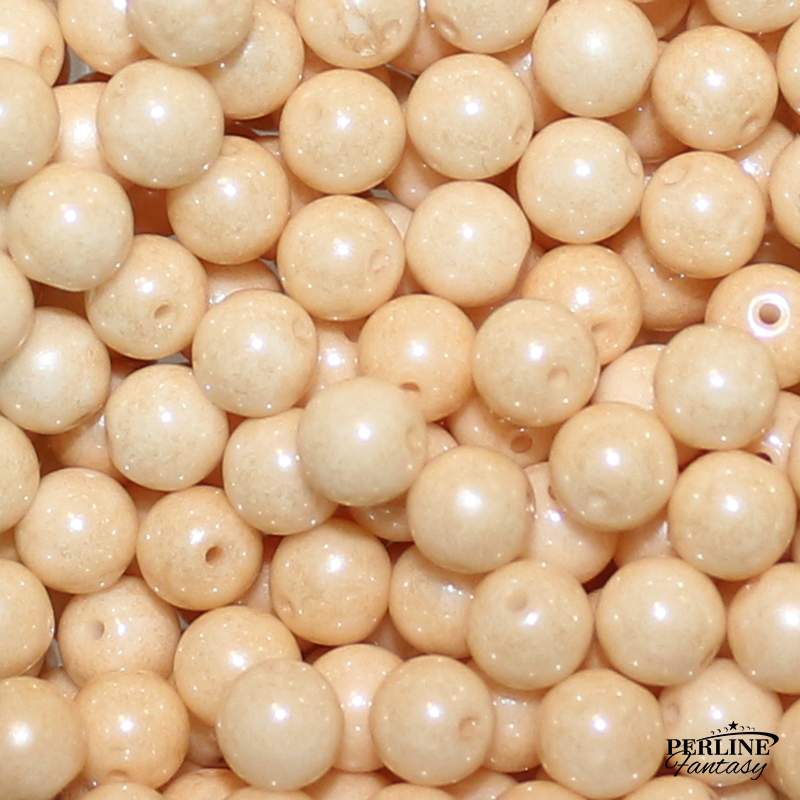Perle Tonde Vetro di Boemia 6 Mm Chalk White Champagne Luster