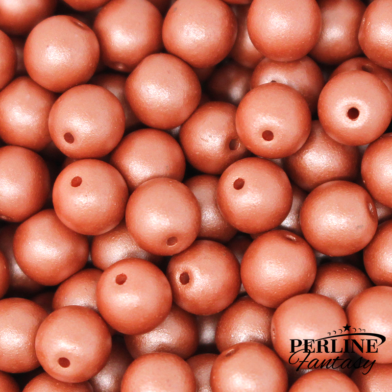 Perle Tonde Vetro Di Boemia 6 Mm Powdery Copper