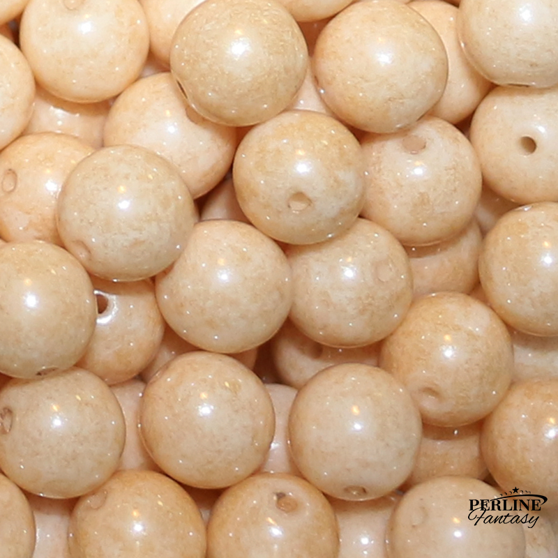 Perle Tonde Vetro di Boemia 8 Mm Chalk White Champagne Luster
