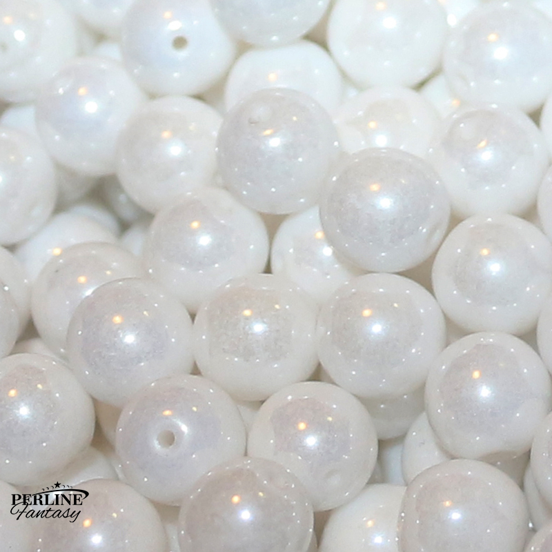 Perle Tonde Vetro di Boemia 8 Mm Chalk White Shimmer