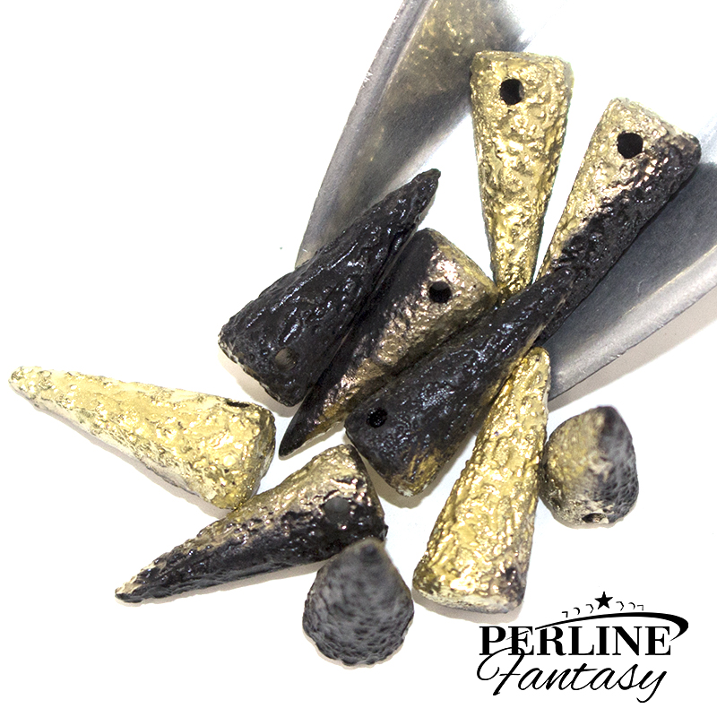 Spike Bead Etched Jet Gold 7 x 17 Mm