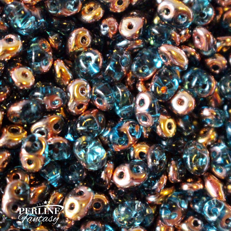 Superduo Aquamarine Capri Gold