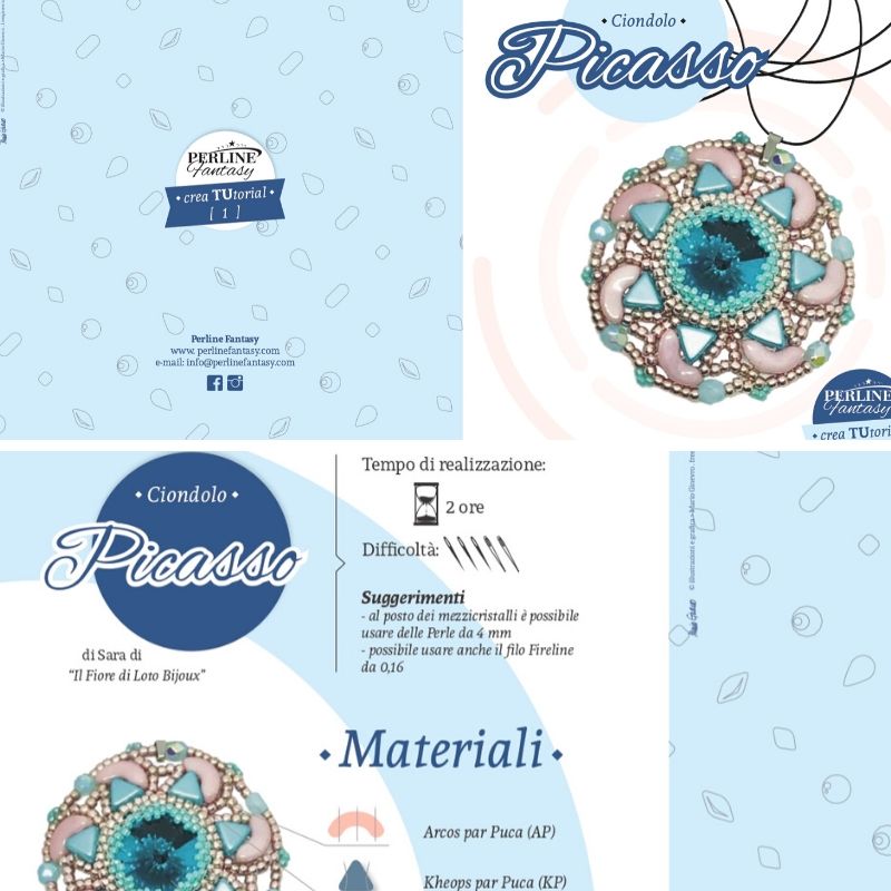 Schema Illustrativo Ciondolo ''Picasso'' di Sara ''Il fiore di loto Bijoux''