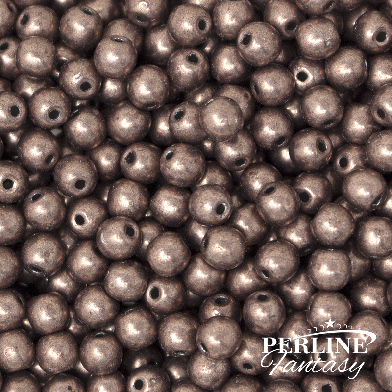 Perle Tonde Vetro di Boemia 3 Mm Sueded Gold Ash Rose
