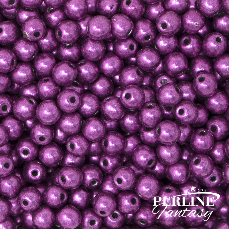 Perle Tonde Vetro di Boemia 3 Mm Sueded Gold Fuchsia Red