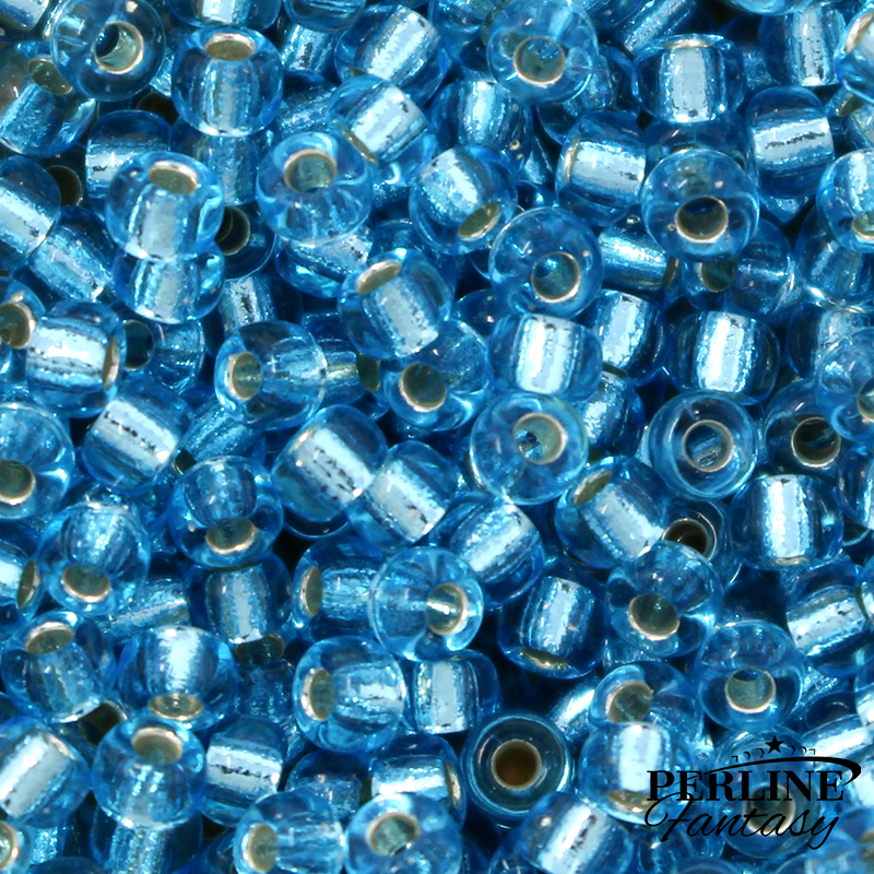 Rocailles Miyuki 8/0 Aqua Silver Lined