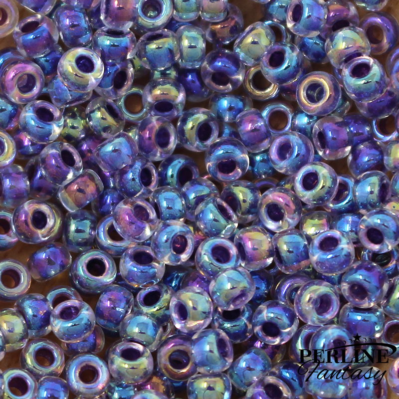 Rocailles Miyuki 8/0 Amethyst Lined Crystal AB