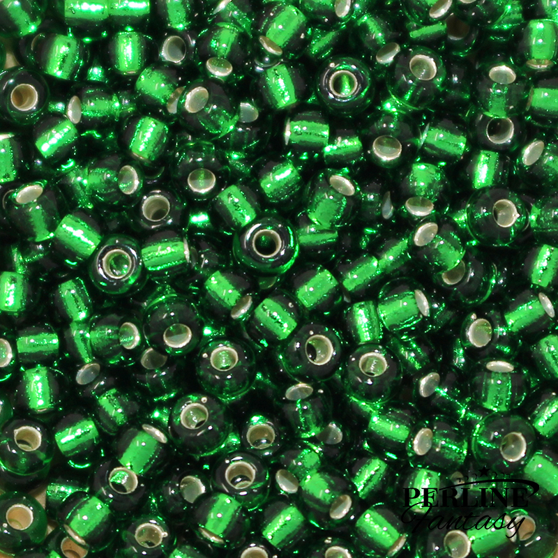 Rocailles Miyuki 8/0 Green Silver Lined