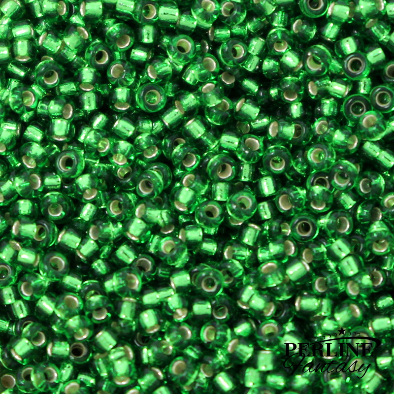 Rocailles Miyuki 15/0 Silver Lined Green (16)