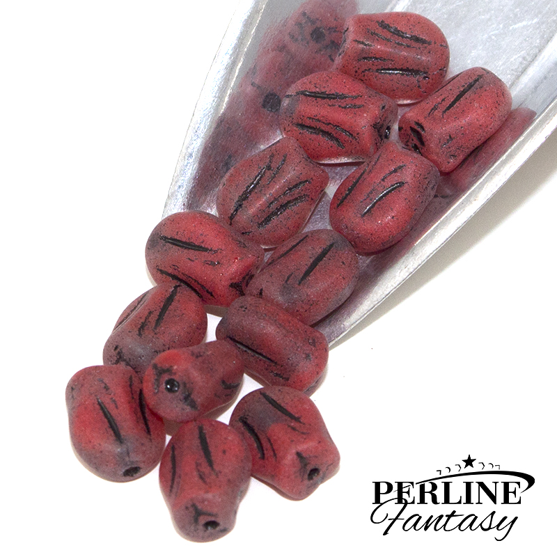 Perline Mini Tulip Crystal Red Black Matte 9 x 7 Mm