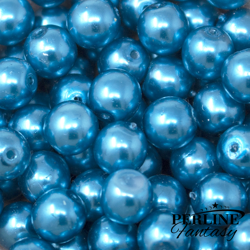 Perle Tonde Vetro di Boemia 10 Mm Pastel Dk. Turq.
