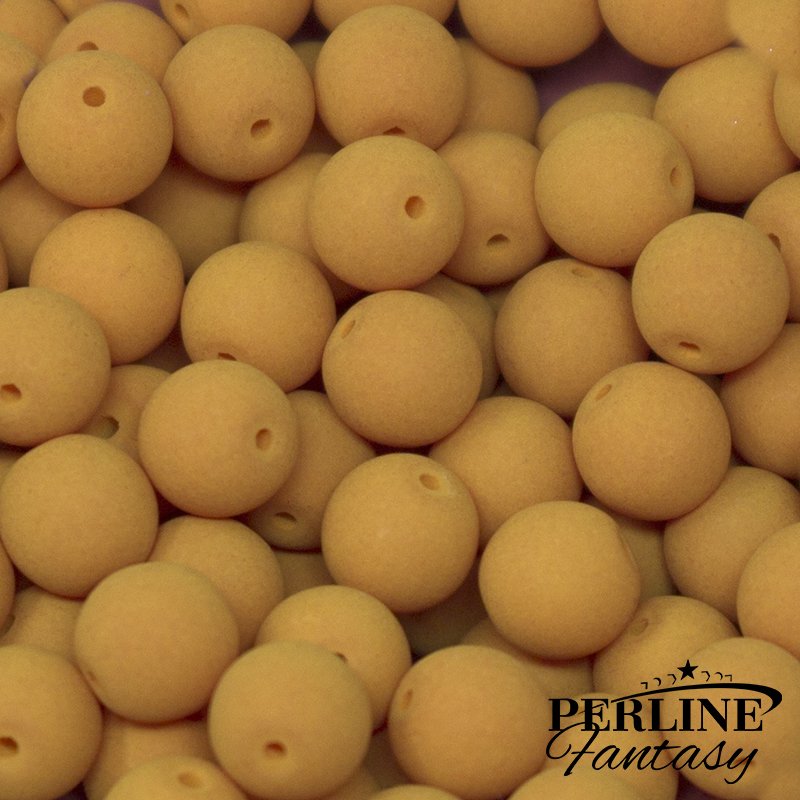Perle Tonde Vetro di Boemia 4 Mm Matte Velvet Mustard