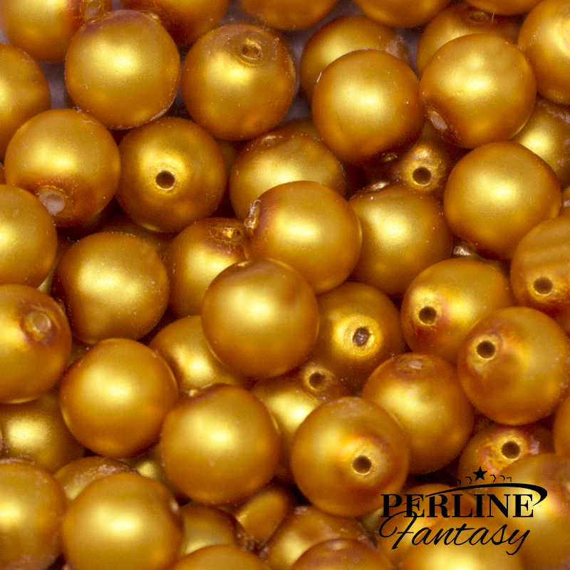 Perle Tonde Vetro di Boemia 10 Mm Pastel Orange Gold