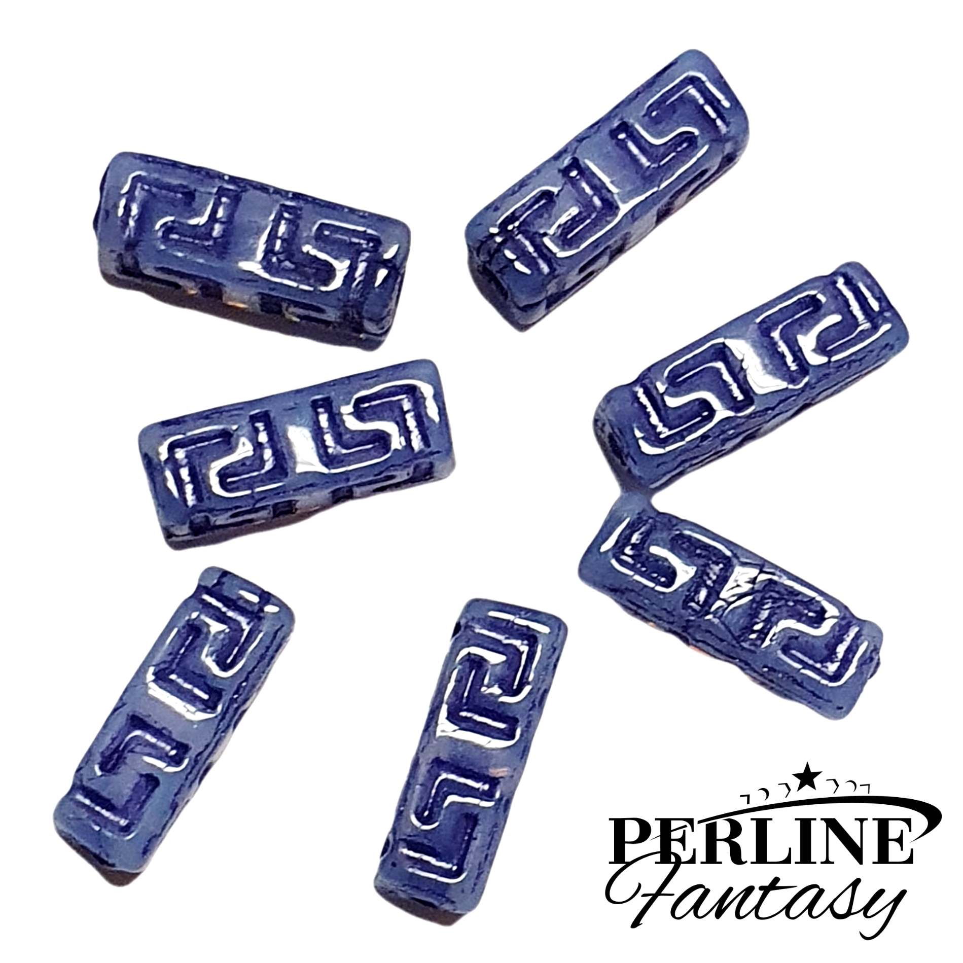 Perline Celtic Block 15 x 5 Mm Opal Blue Sapphire