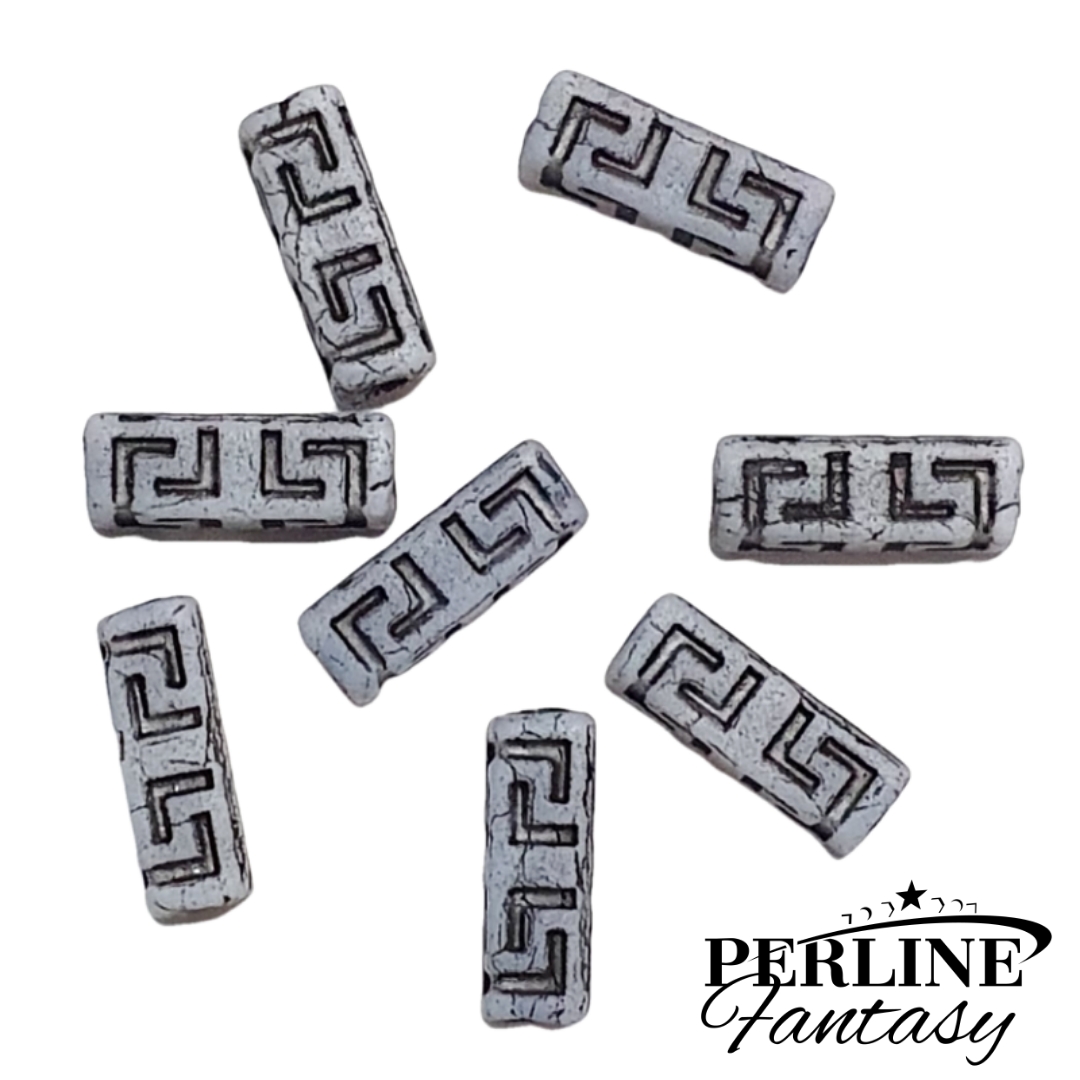 Perline Celtic Block 15 x 5 Mm Opal White/Black Perline Celtic Block 15 x 5 Mm Opal White/Black