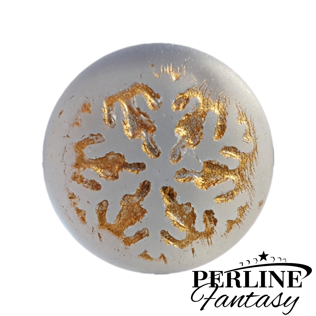 Cabochon Snowflake 21 Mm Mat Sapphire / Gold