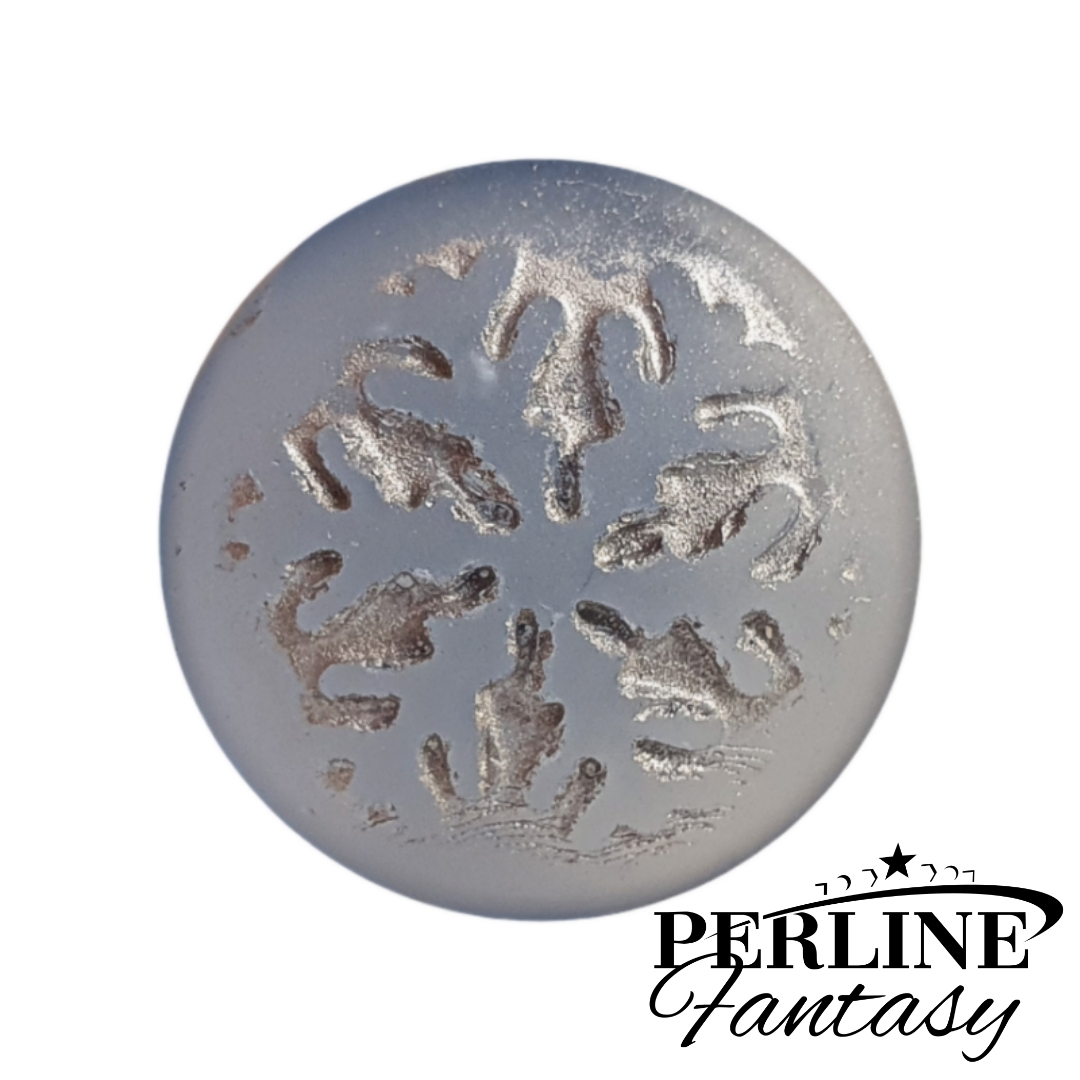 Cabochon Snowflake 21 Mm Mat Sapphire / Silver