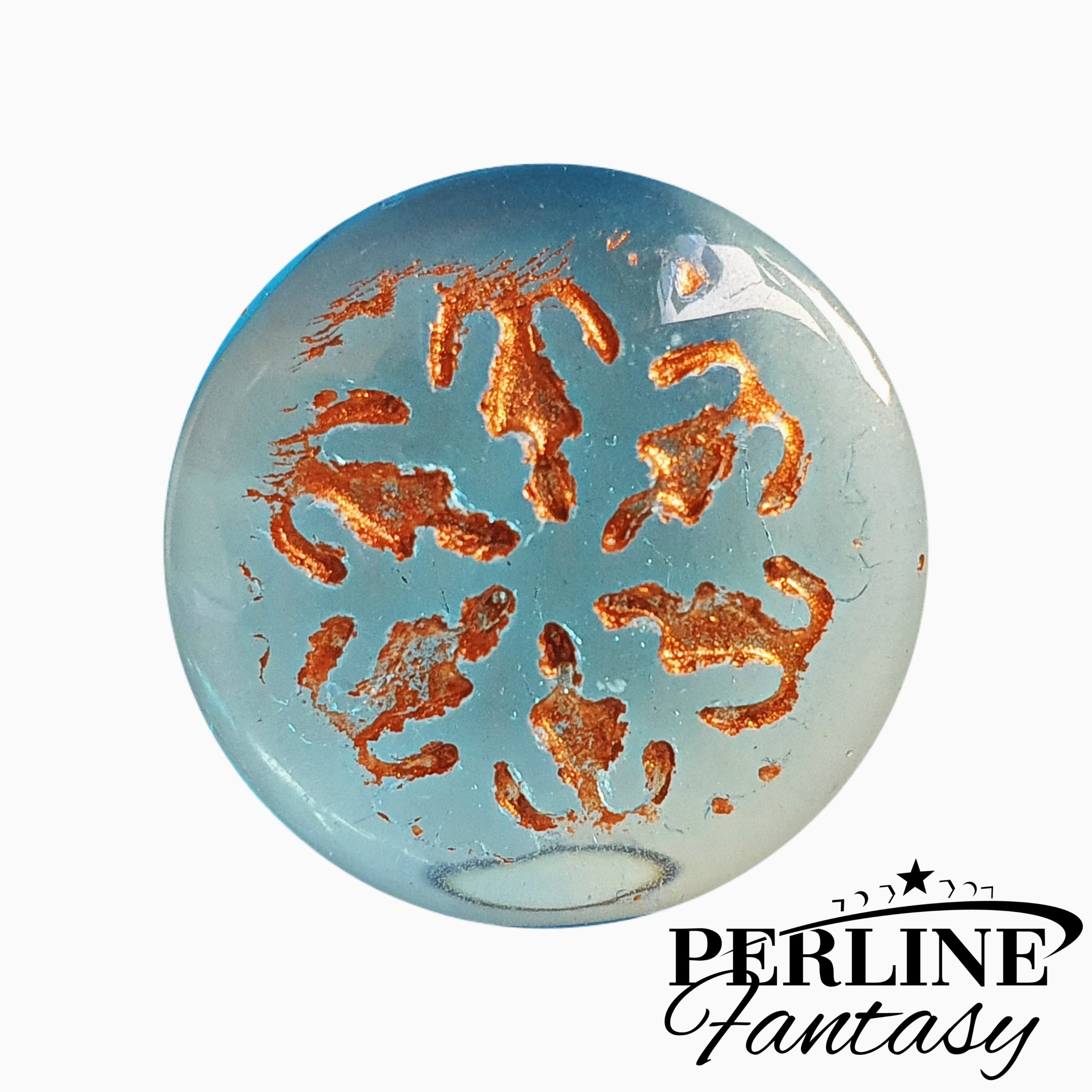 Cabochon Snowflake 21 Mm Aqua / Copper