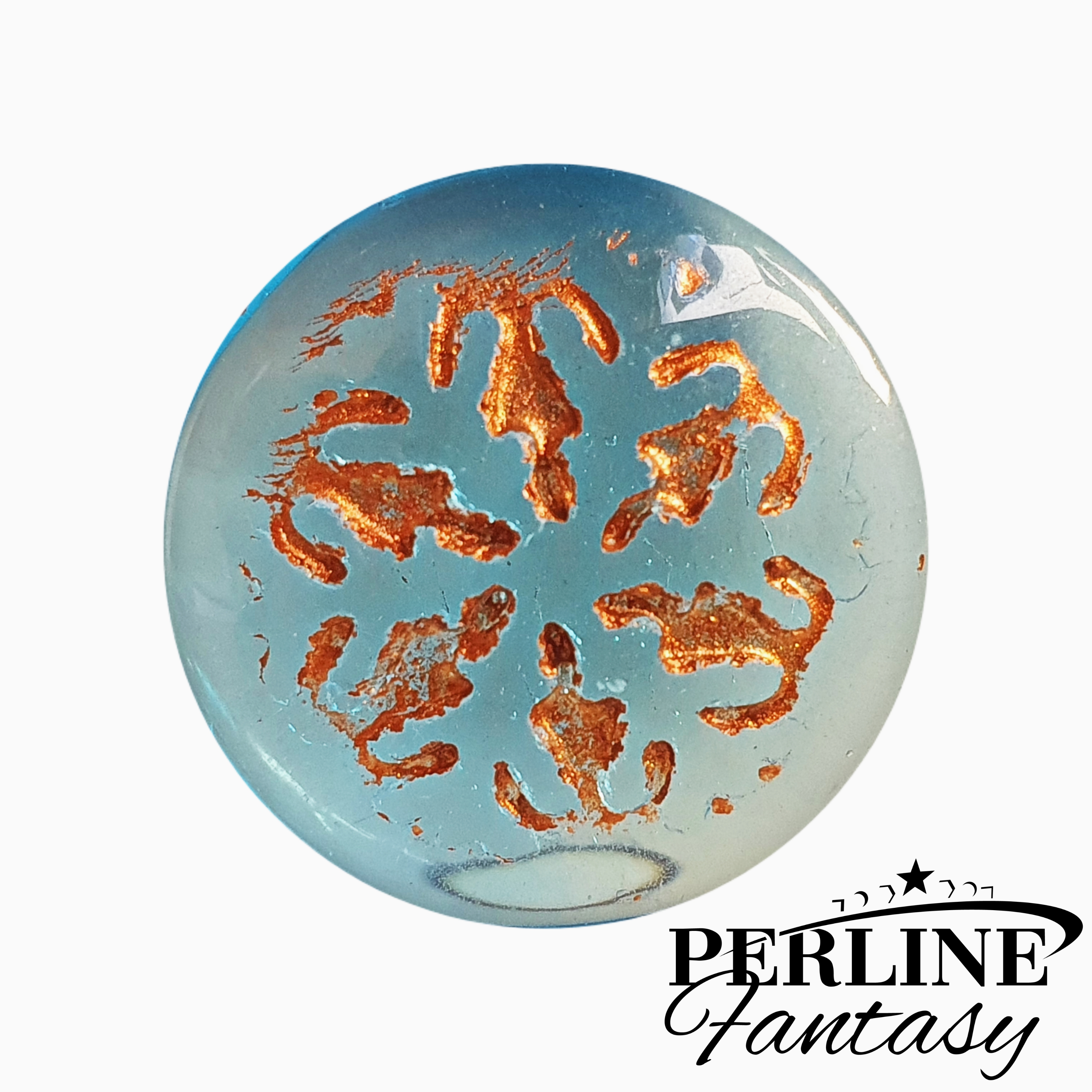 Cabochon Snowflake 21 Mm Aqua / Copper