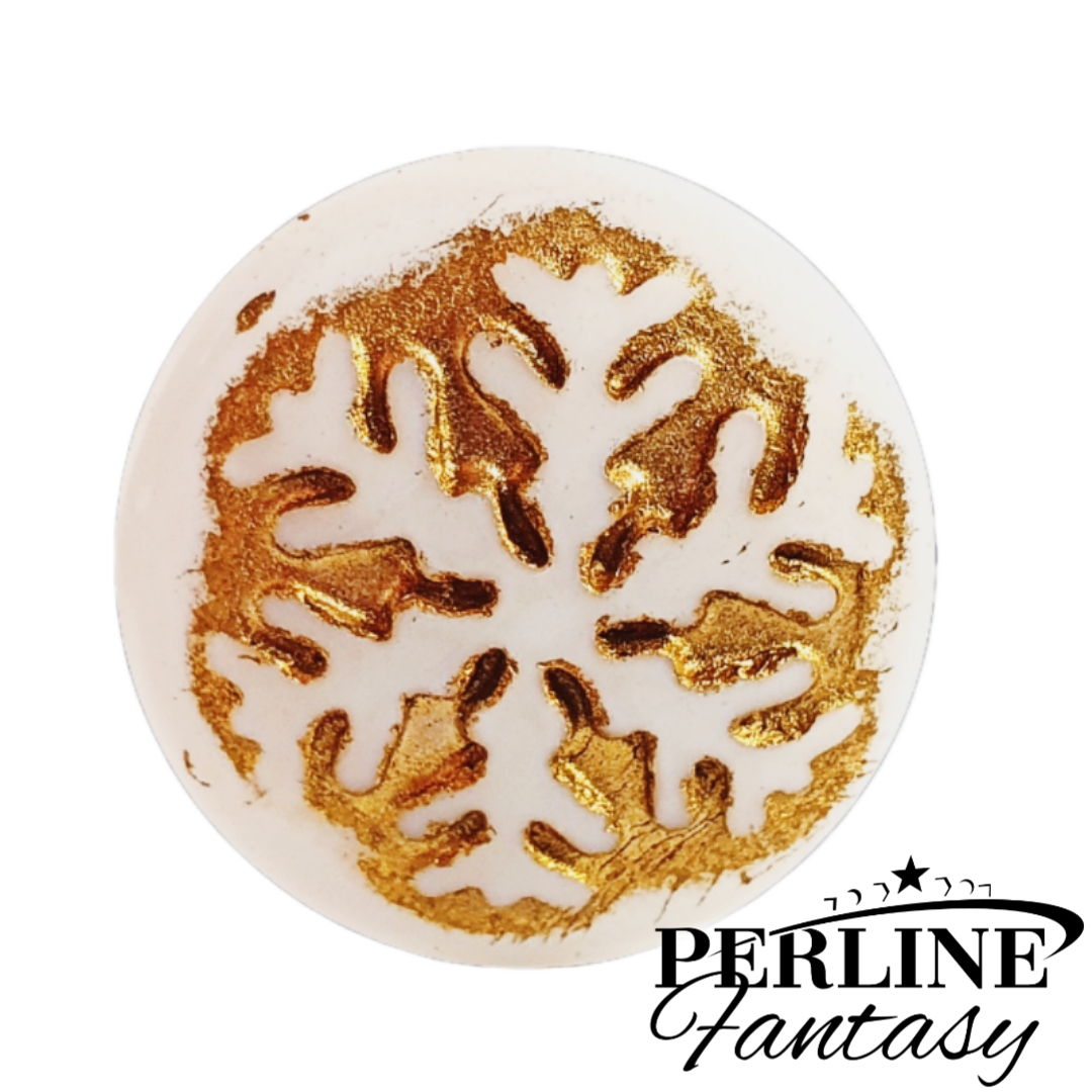 Cabochon Snowflake 21 Mm White/Gold