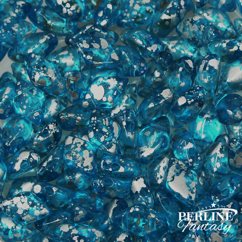 Perline Gemduo Silver Splash Aqua 