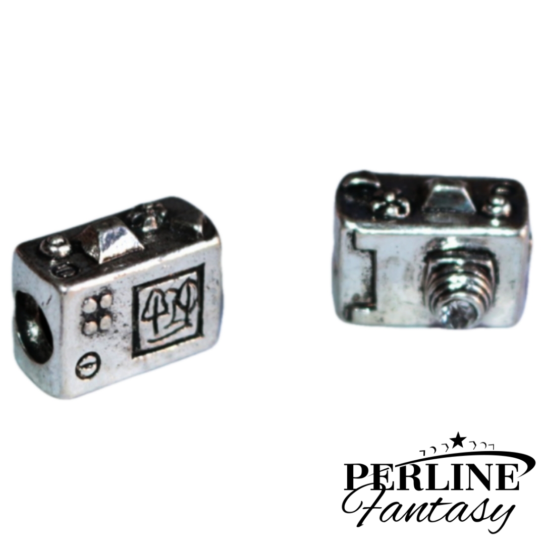 Charms Argentato Macchina Fotografica Con Brillantino