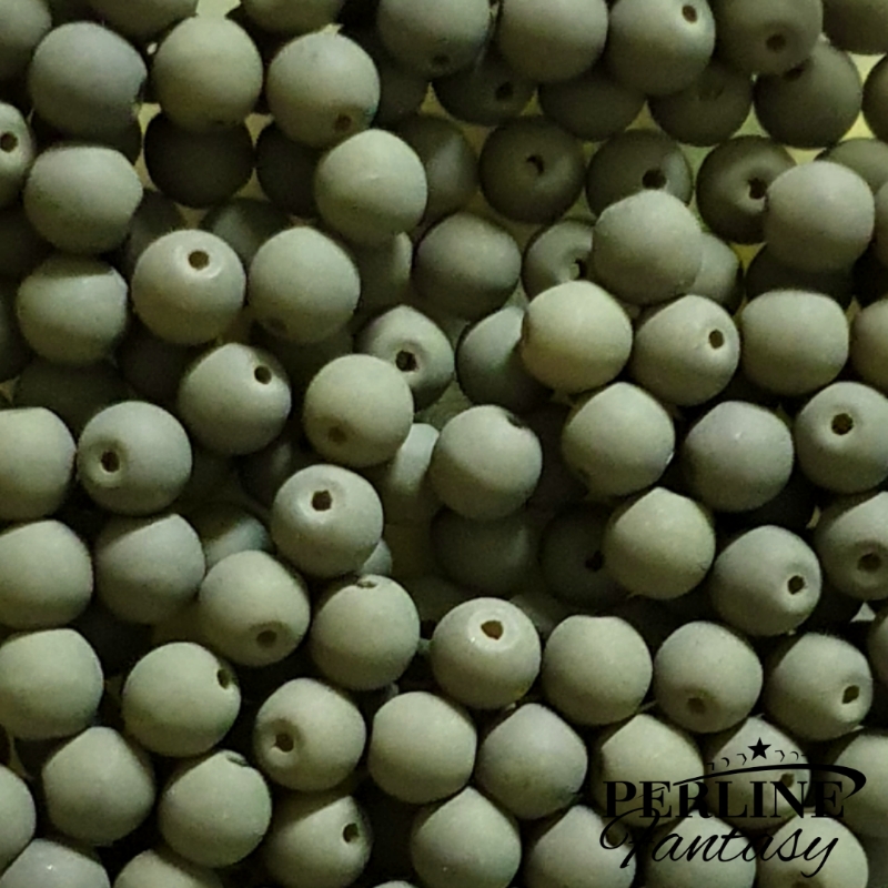 Perle Tonde Vetro di Boemia 8 Mm Matte Velvet khaki