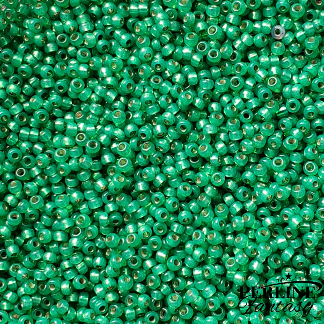 Rocailles Miyuki 11/0 Green Silver Lined - Dyed (646)