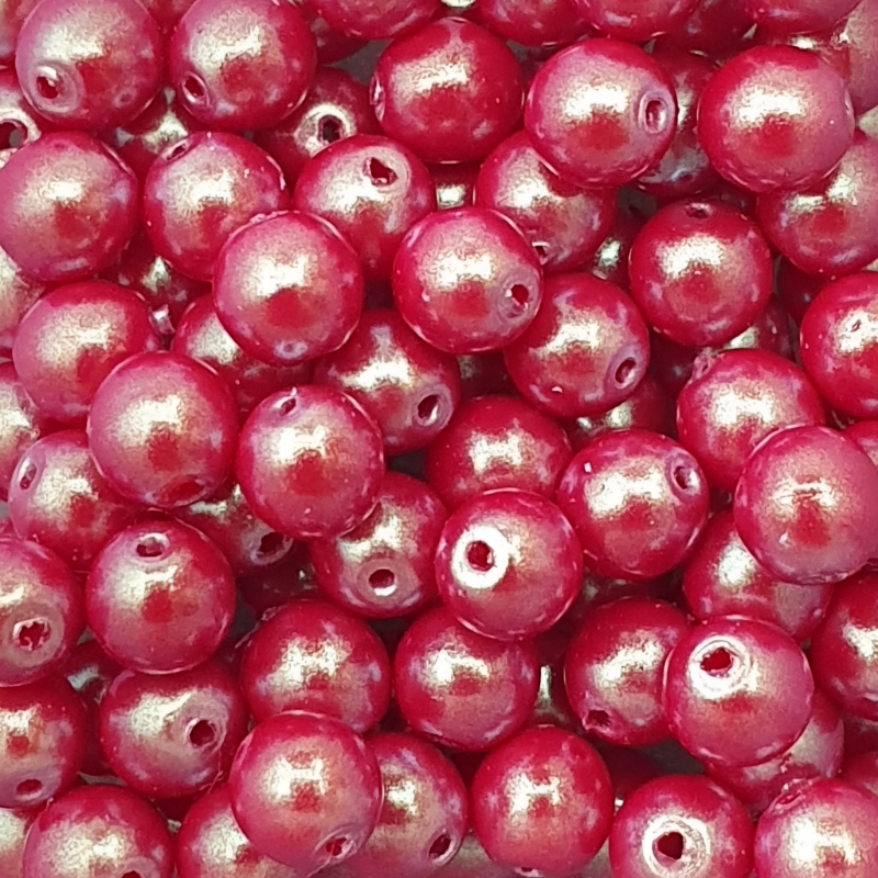 Perle Tonde Vetro di Boemia 4 Mm Pearlescent Red