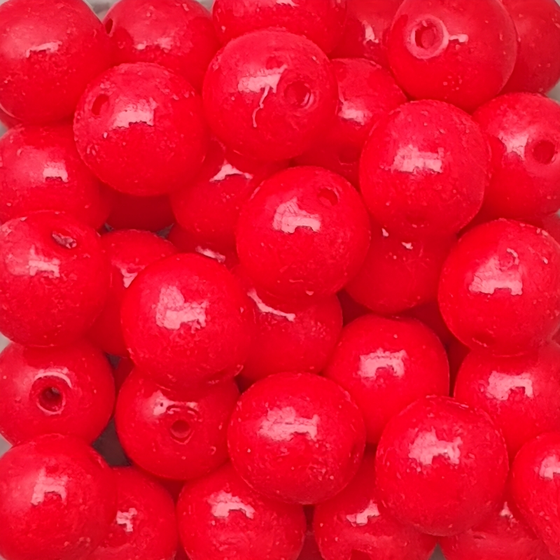 Perle Tonde Vetro di Boemia 6 Mm Shine Red