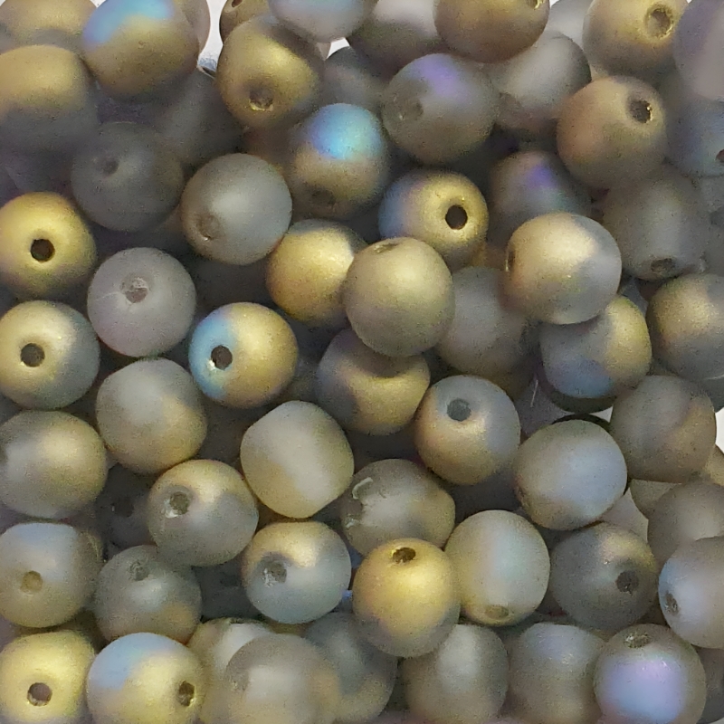 Perle Tonde Vetro di Boemia 4 Mm Gold Rainbow Crystal - Etched