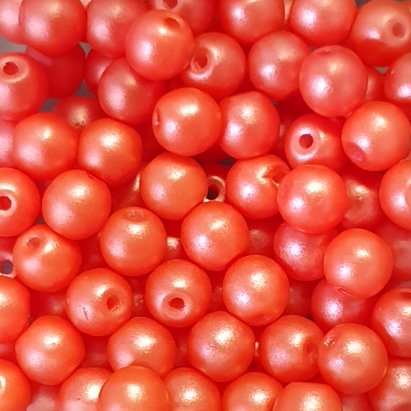 Perle Tonde Vetro di Boemia 4 Mm Pearl Shine Lt. Coral Red